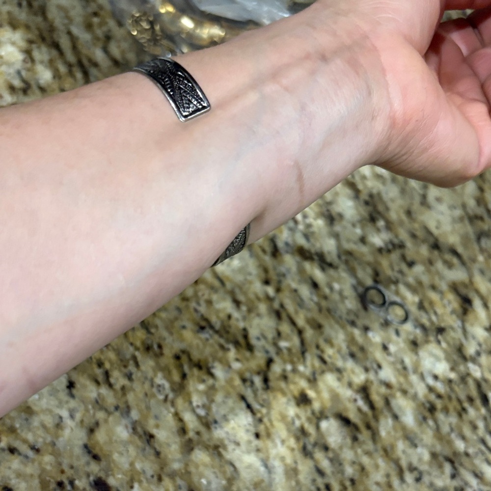 Silver Patterned Cuff Bracelet - image 6